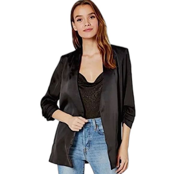 NWT - Bishop + Young Icon Blazer in Black Satin - Women's Large - Picture 1 of 9